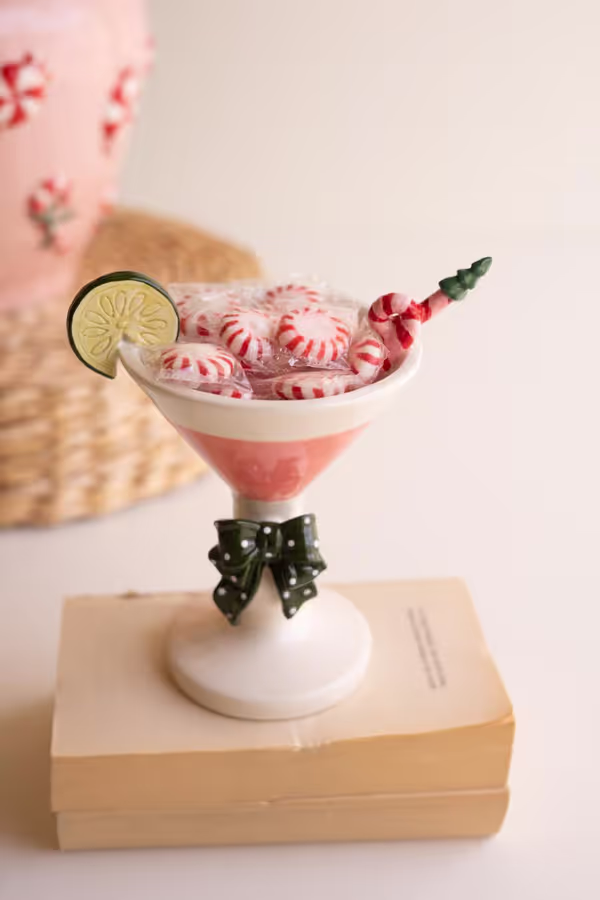 Set of 2 Novelty Ceramic Christmas Martini Glasses
