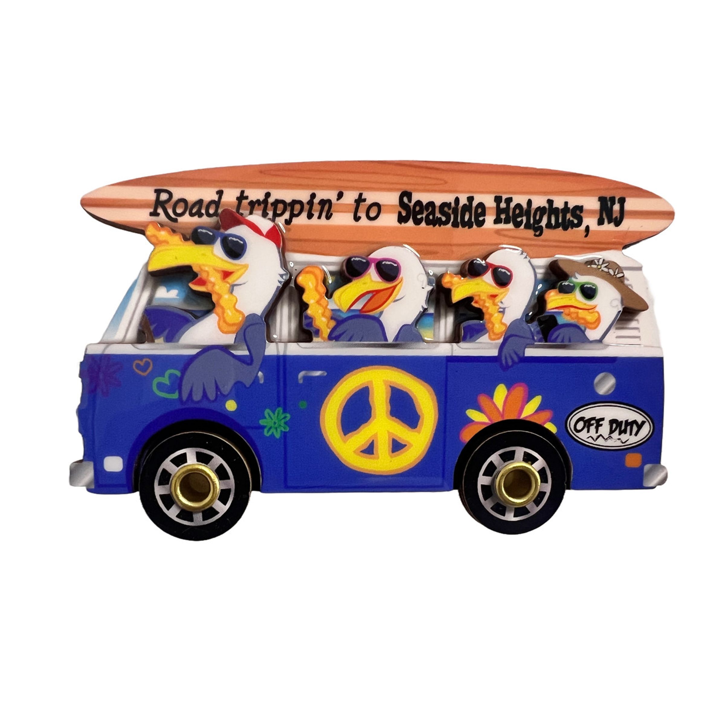 ROAD TRIPPERS BUS KEYCHAIN W SPINNING WHEELS - LOBSTER FAMILY