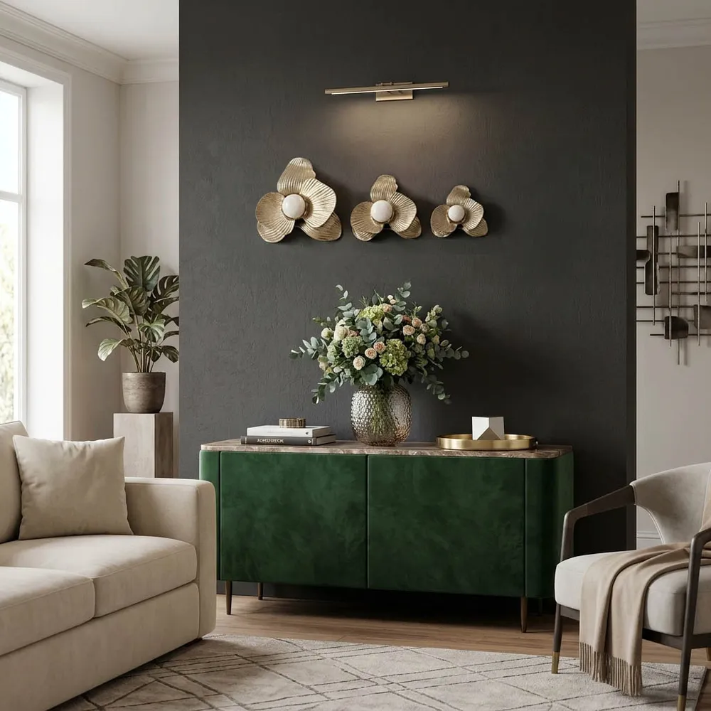 ARLOCREST SET OF 3 GOLD WALL FLOWERS 7 (IN)