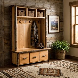 Hickory Log Entry Locker Unit - Cognac