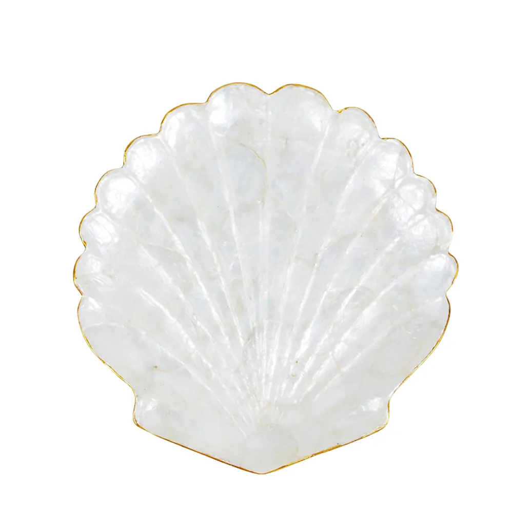 10-1/2" LARGE WHITE-GOLD CAPIZ PLATE