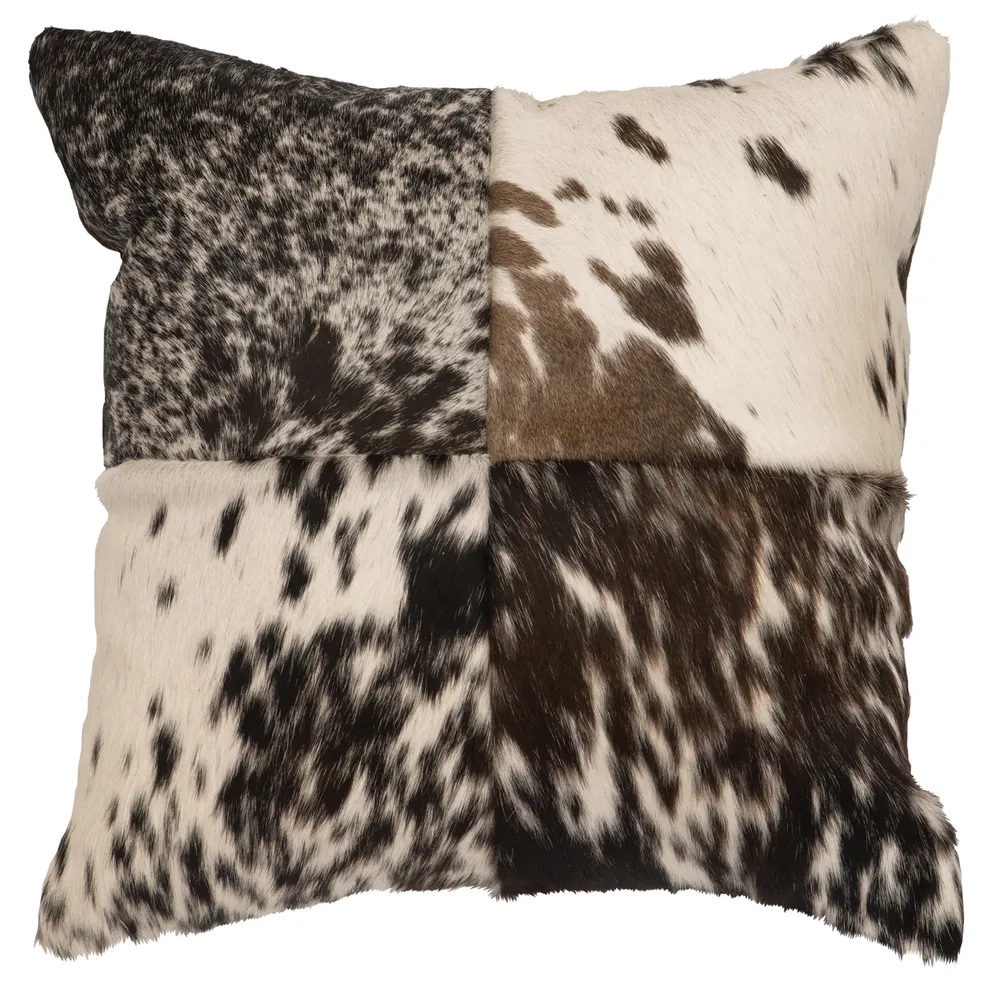 Dark Brown Speckled Leather Pillow - Fabric Back