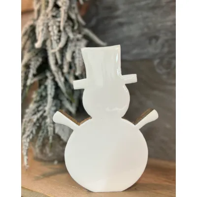 White Enamel Snowman 8x6in