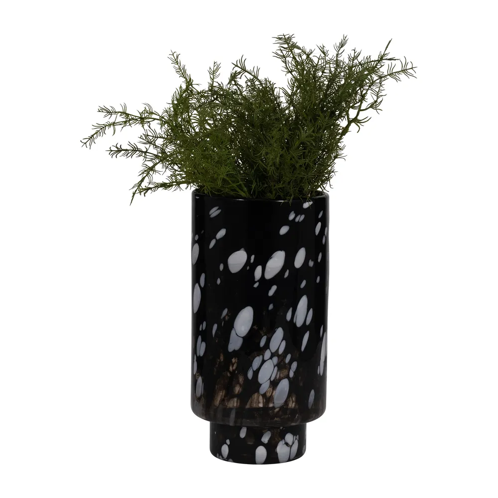 BAKERWOOD BLACK GLASS VASE 13 (IN)