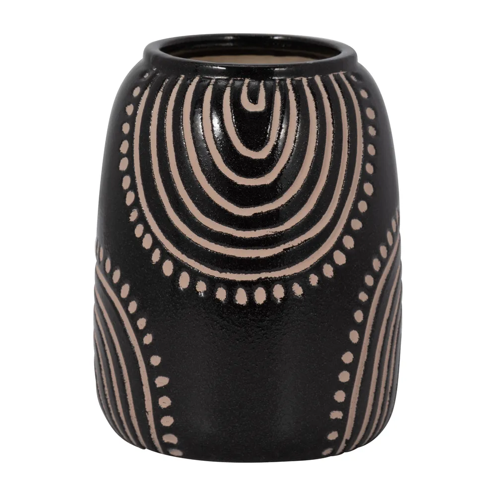 NORAMILL BLACK VASE 9 (IN)