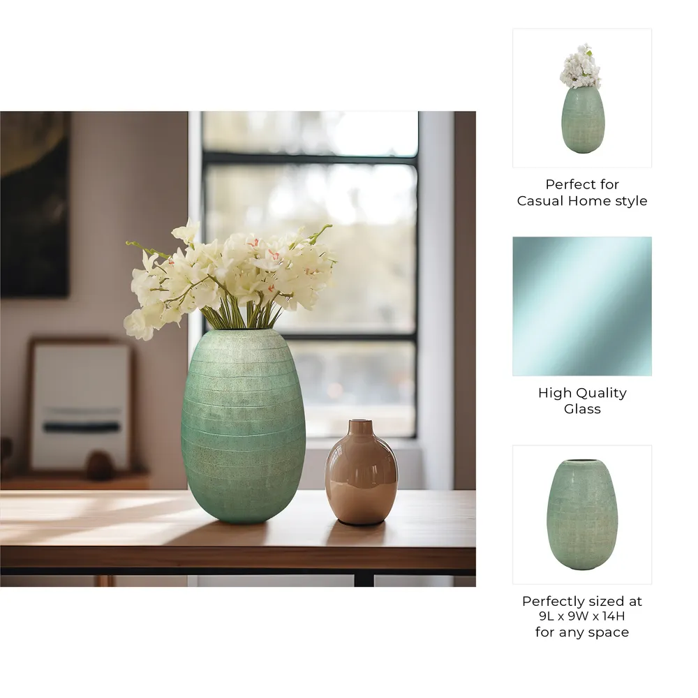 ZEBMORE BLUE GLASS VASE 14 (IN)