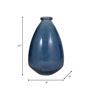 SUTTONWORTH BLUE GLASS VASE 15 (IN) 9