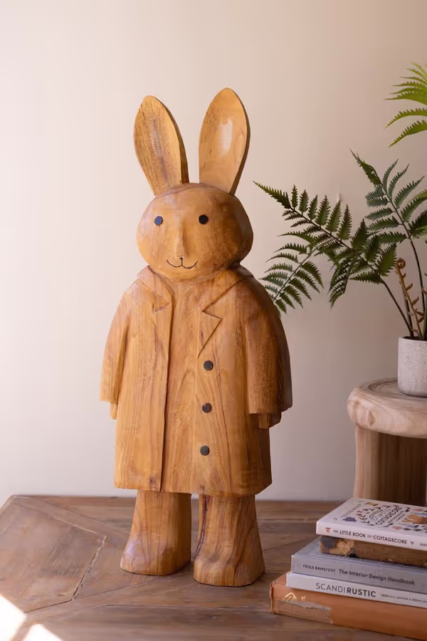 Large Standing Camphor Wood Rabbit