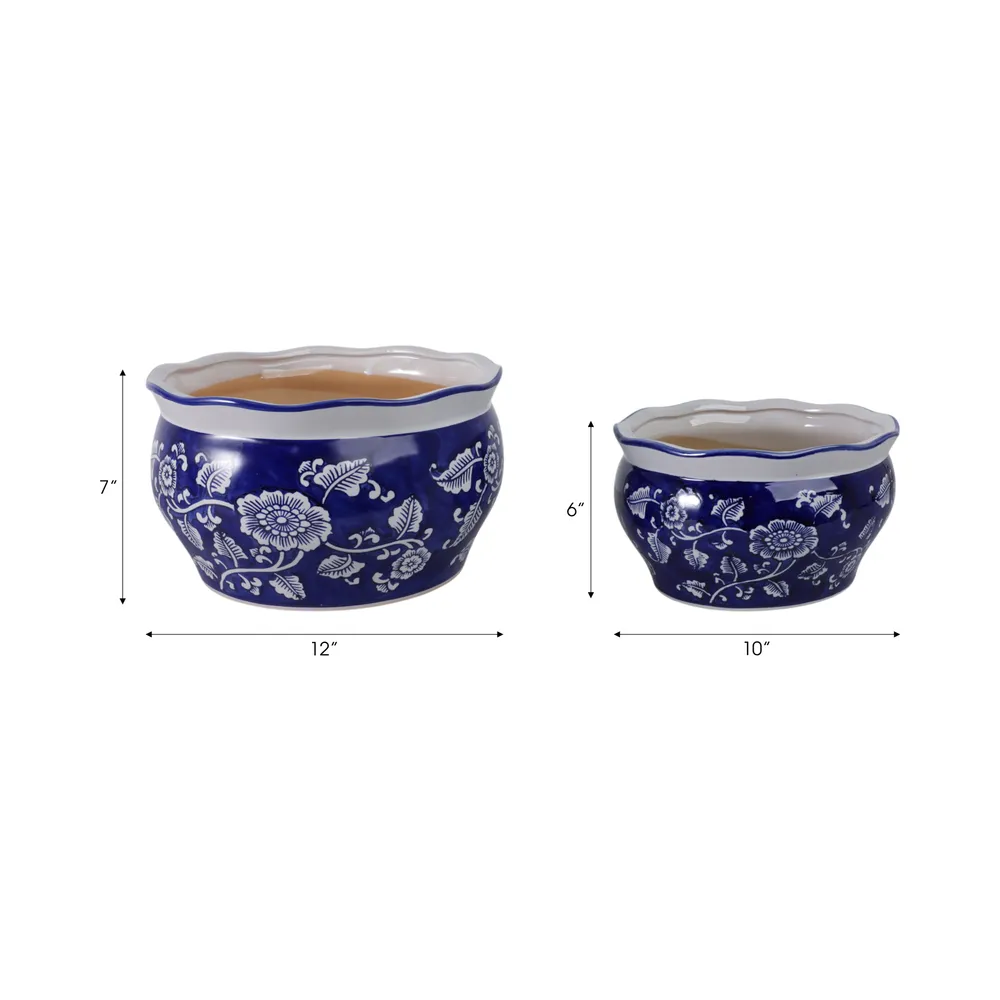 HENLEYDALE SET OF 2 BLUE PLANTER 7 (IN)
