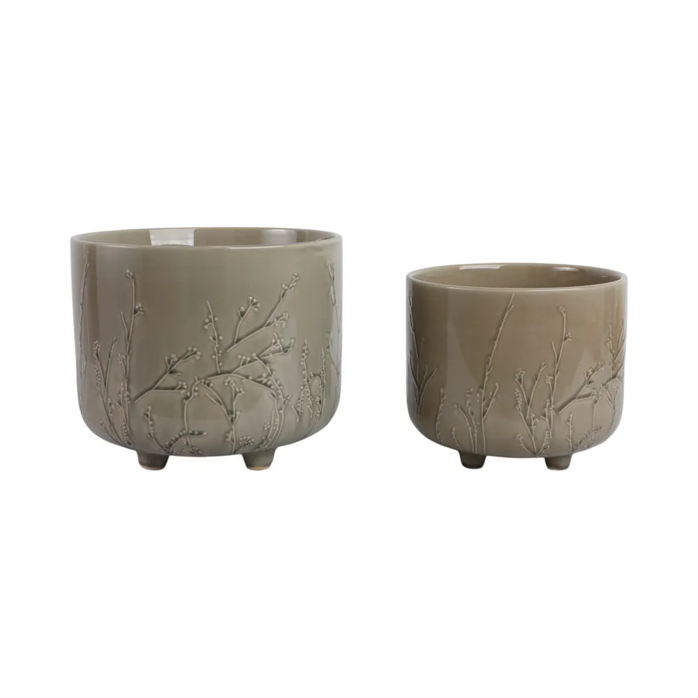 GARNETTHAM SET OF 2 GREEN PLANTER 10 (IN)
