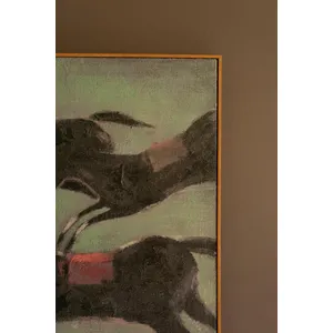 Framed Four Runaway Race Horses Painting 2