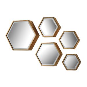 Hexagonal Wall Mirror - Set of 5 Gold 4
