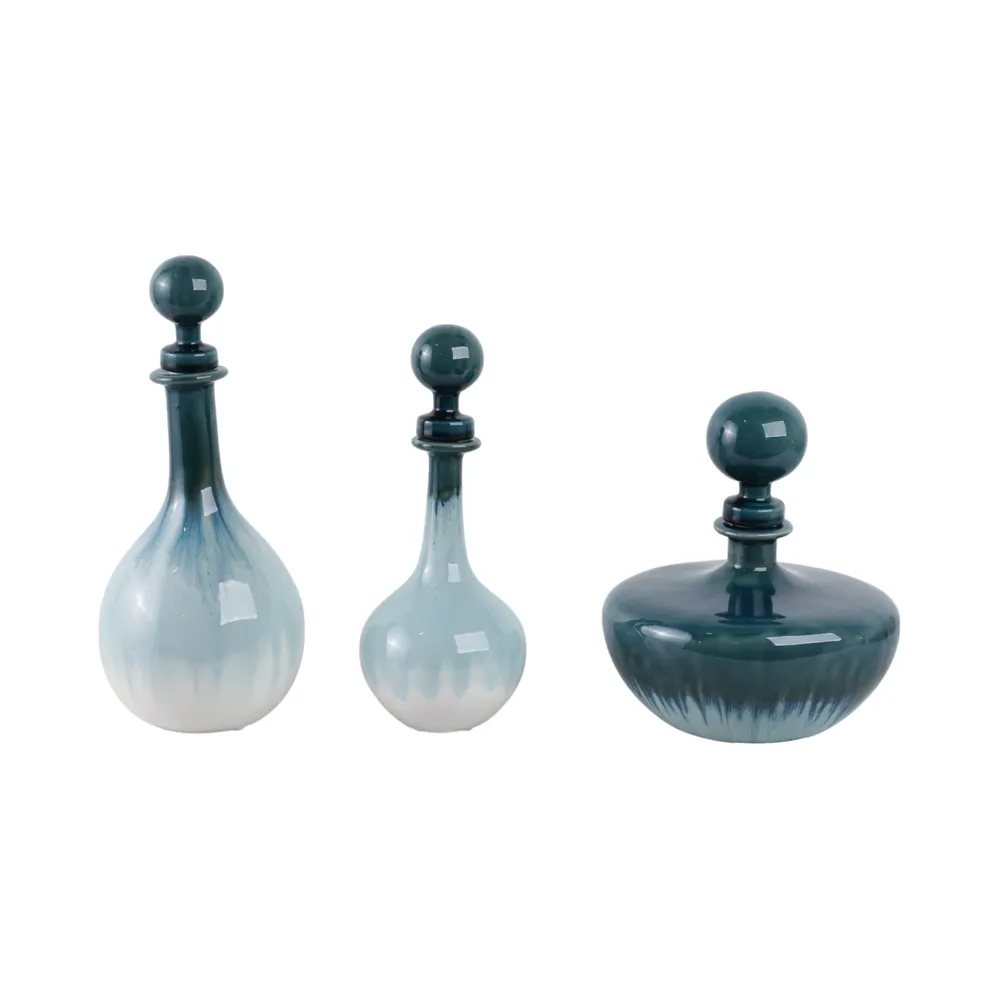 HOLDENCLIFF SET OF 3 BLUE VASES 14 (IN)