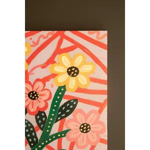 Funky Pink Flowers with Blue Vase Painting 2