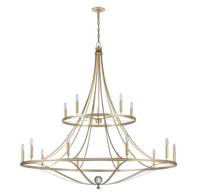 Noura 60″ Wide 15-Light Chandelier - Champagne Gold