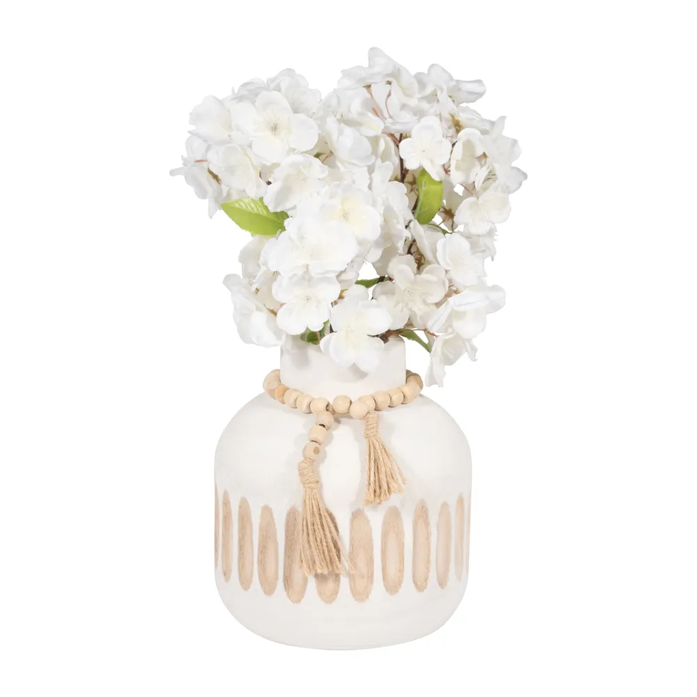 PEARLLAND WHITE VASE 8 (IN)