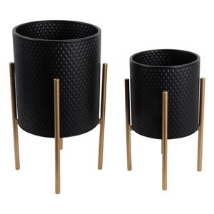 HAYFORDTON SET OF 2 BLACK PLANTER 23 (IN) 6