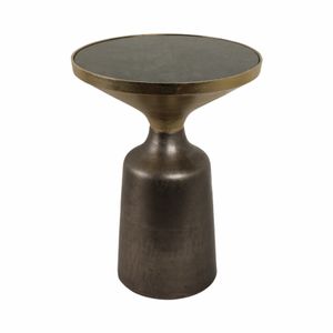 20" METAL ACCENT TABLE GREEN MARBLE TOP, MULTI 1