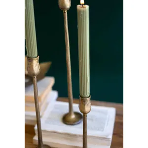 Set of 3 Antique Brass Finish Metal Taper Candle Holders 2