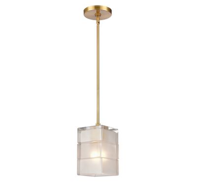 Ice Blocks 6″ Wide 1-Light Mini Pendant - Satin Brass