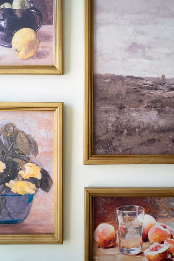 Set of 5 Framed Vintage Gallery Wall Prints