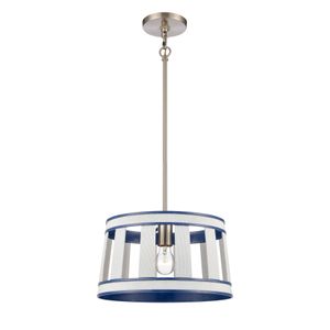 White Burlap 14'' Wide 1-Light Pendant - Ocean Blue 1