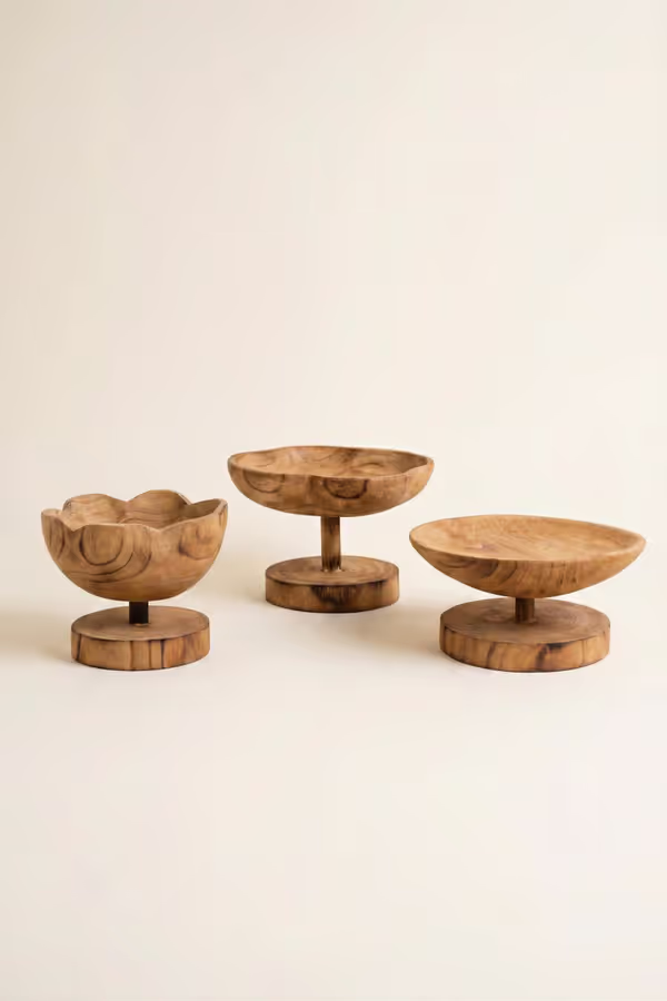 Set of 3 Wooden Compotes