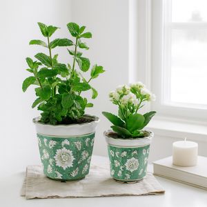AIDENRIDGE SET OF 2 GREEN PLANTER 8 (IN) 12