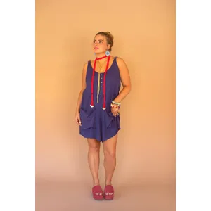 Adjustable-Strap Short Jumper with Front Pockets / Blueberry 5