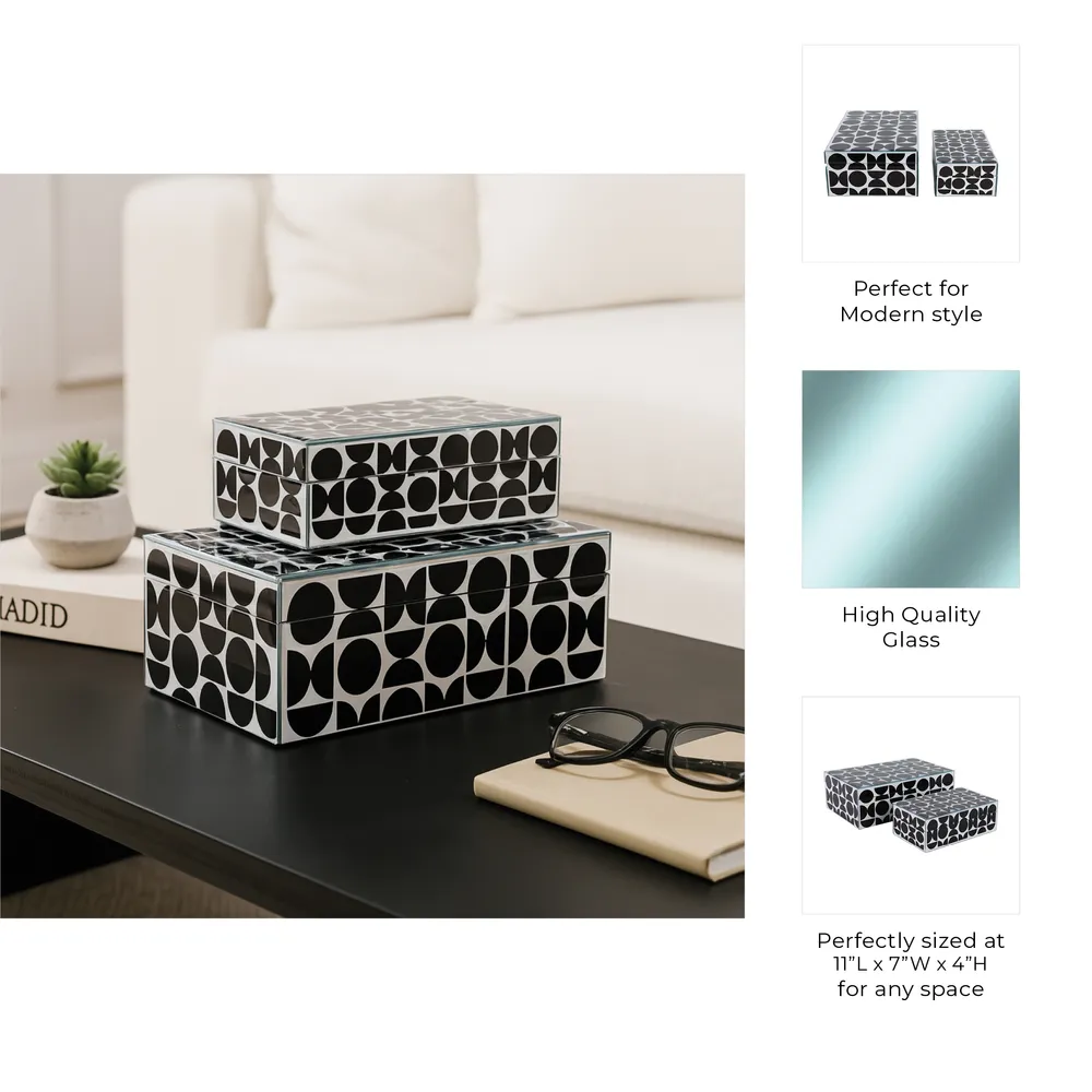 DUNEGROVE SET OF 2 BLACK BOXES 4 (IN)