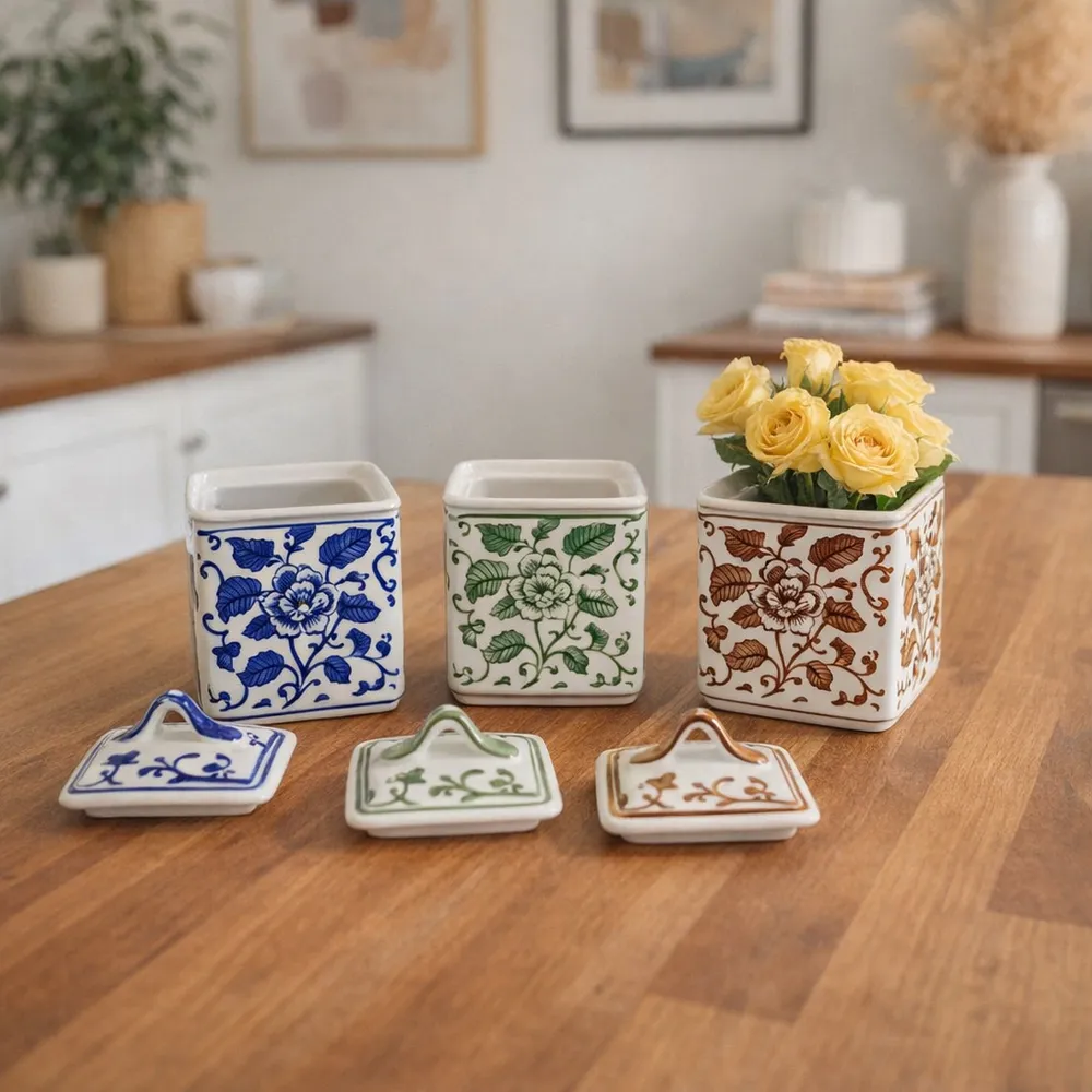 HENDONRUN SET OF 3 WHITE JARS 6 (IN)