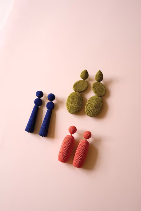 Fabricwrapped Earrings / Chartreuse