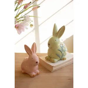 Set of 2 Colorful Faux Concrete Bunnies 1