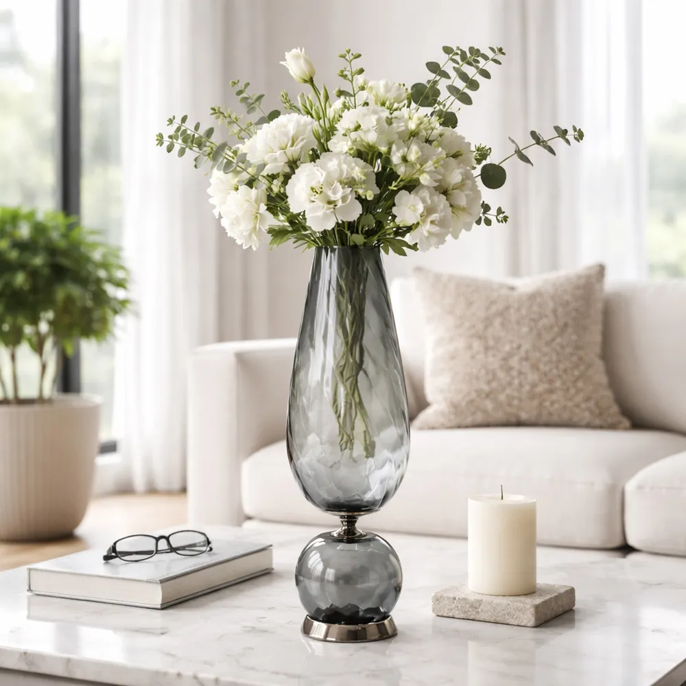 LINDENRUN GRAY GLASS VASE 21 (IN)