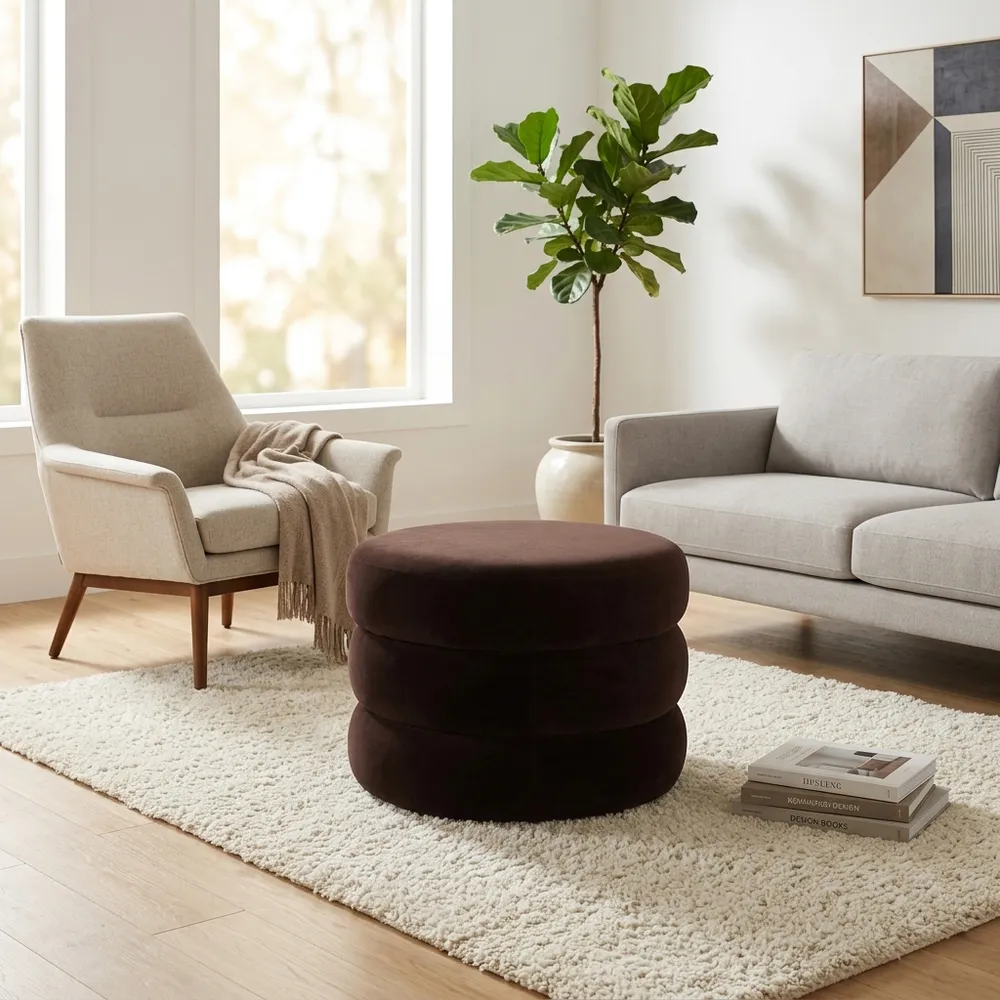 PEARLMILL BROWN OTTOMAN 17 (IN)