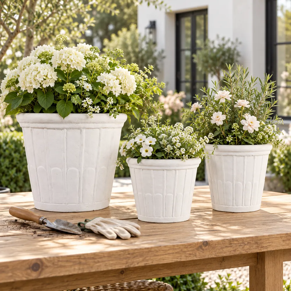INGRIDLEY SET OF 3 WHITE PLANTER 13 (IN)