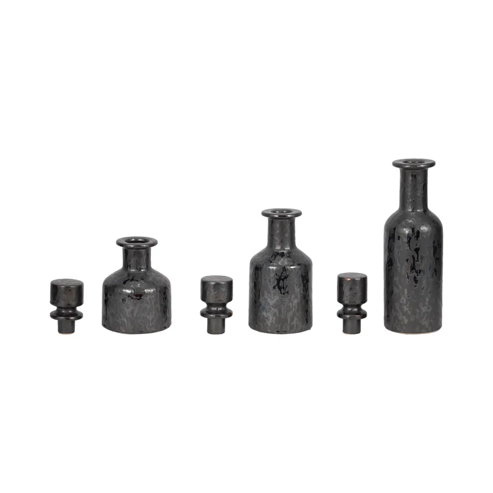 RAESIDE SET OF 3 BLACK VASES 15 (IN)