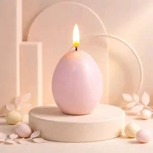Pink Egg Shaped 3D Flame LED Candle 3x3.5in 1