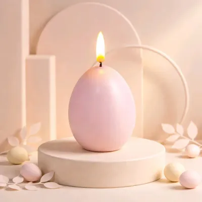 Pink Egg Shaped 3D Flame LED Candle 3x3.5in