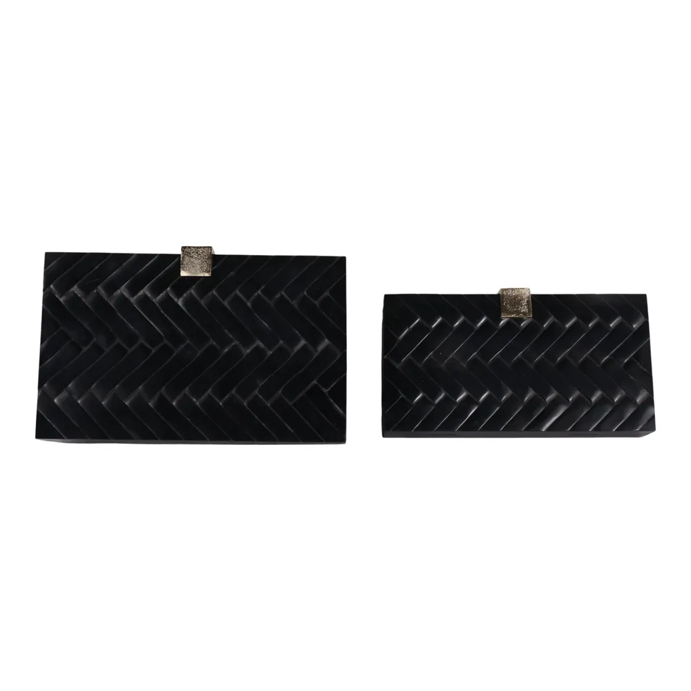 HAZENHOLM SET OF 2 BLACK BOXES 4 (IN)