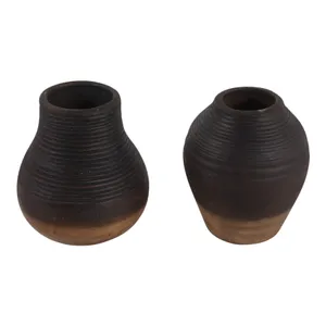 DRAPERFIELD SET OF 2 BROWN VASES 6 (IN) 6