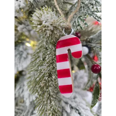 Candy Canr Ornament 2x1in