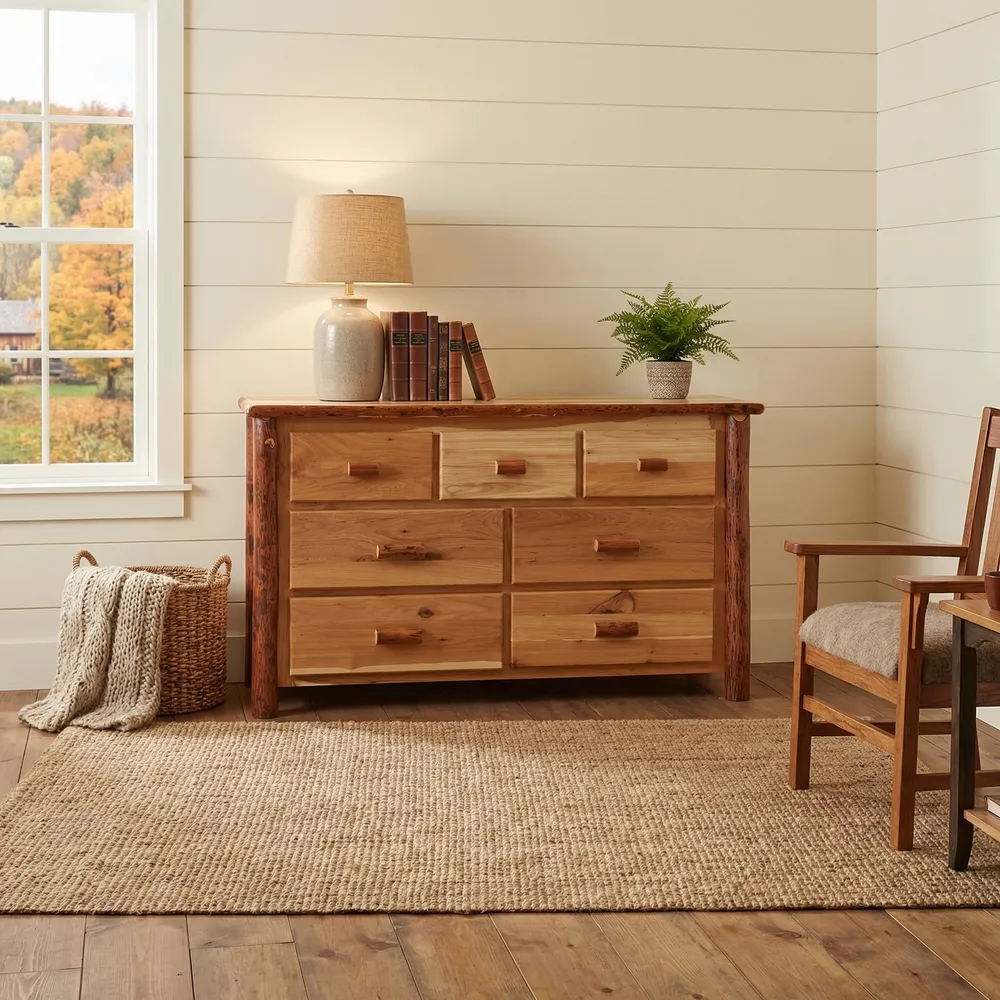 Hickory Log Seven Drawer Dresser - Espresso - Premium Line