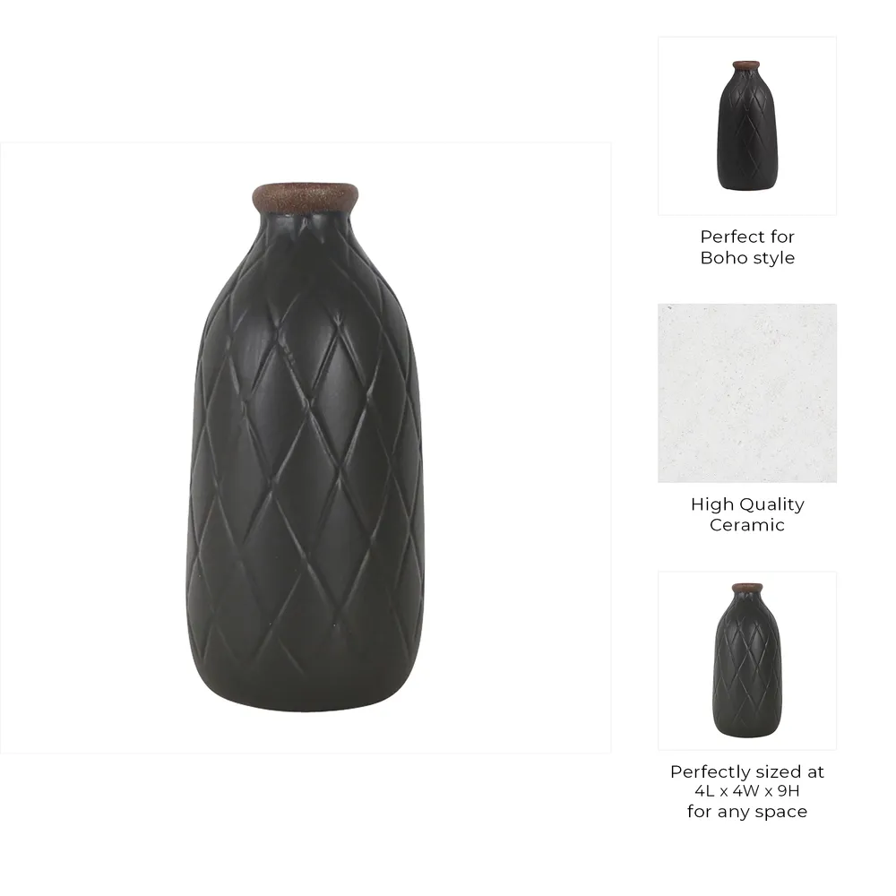 EMMONSFORD BLACK VASE 9 (IN)