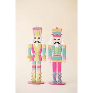 Set of 2 Painted Metal Vibrant Tabletop Nutcrackers 4