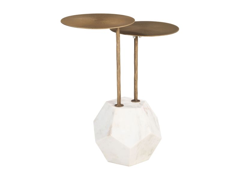 Anten Side Table Brass & White 6