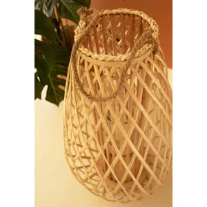 Tall Teardrop Natural Willow Lantern with Glass Insert 3