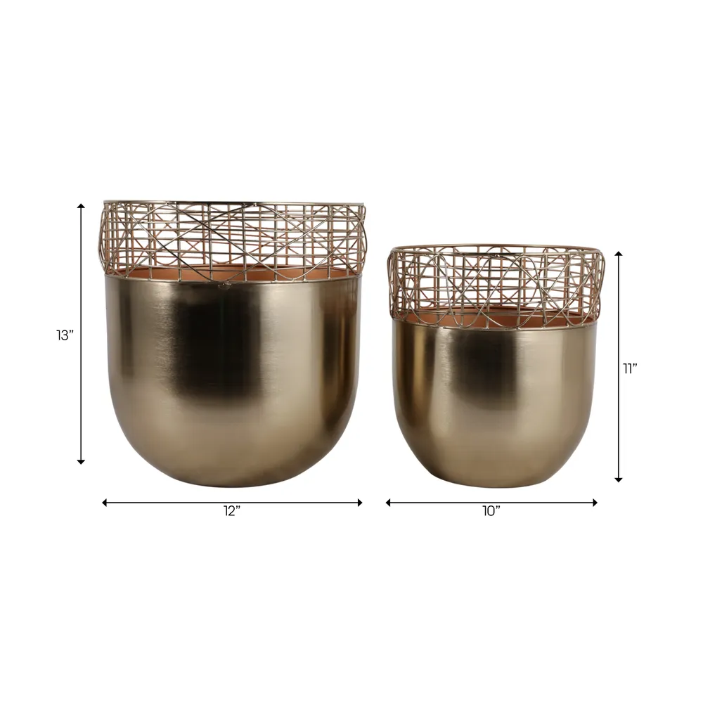 LEONAWELL SET OF 2 GOLD PLANTER 13 (IN)