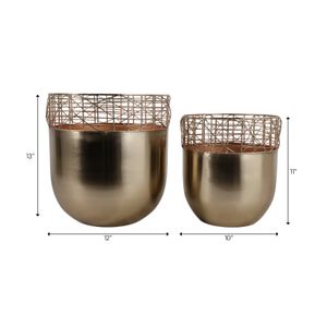 LEONAWELL SET OF 2 GOLD PLANTER 13 (IN) 9