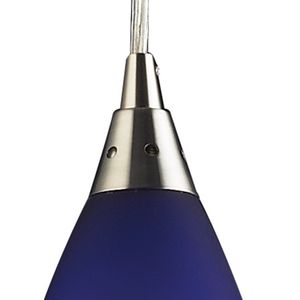 Vesta 5'' Wide 1-Light Mini Pendant - Satin Nickel with Blue Glass 2
